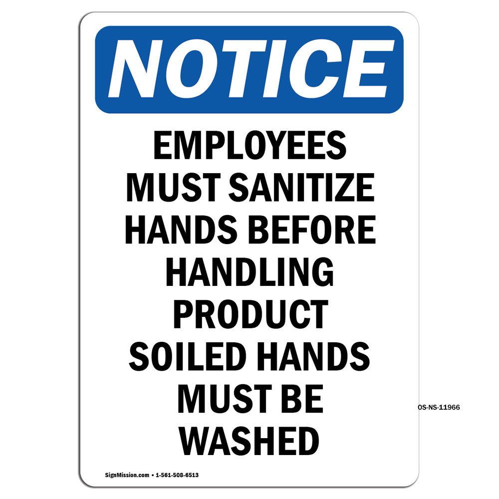 Employees Must Sanitize Hands Before Handling Sign