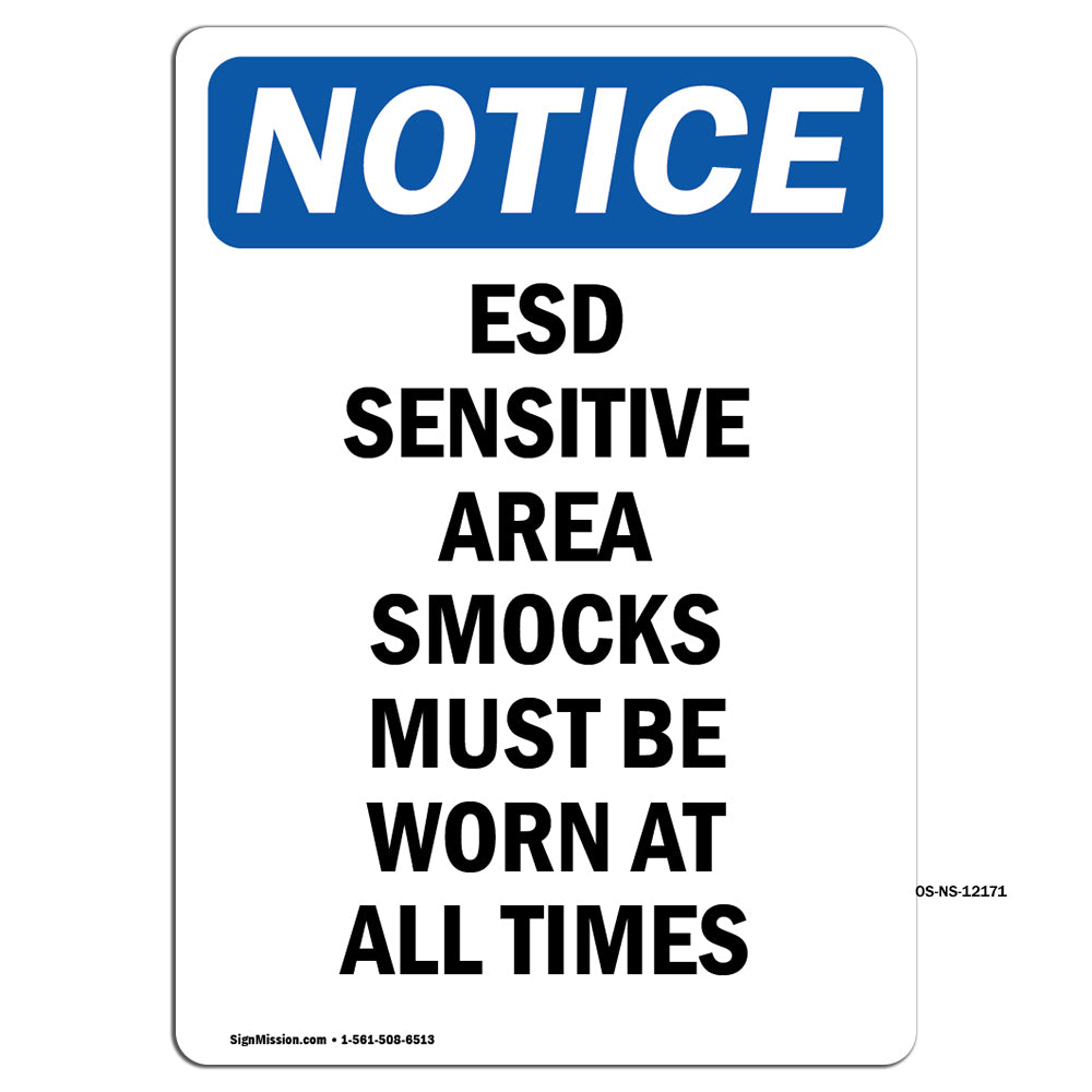 ESD Sensitive Area Smocks Must Be Worn At