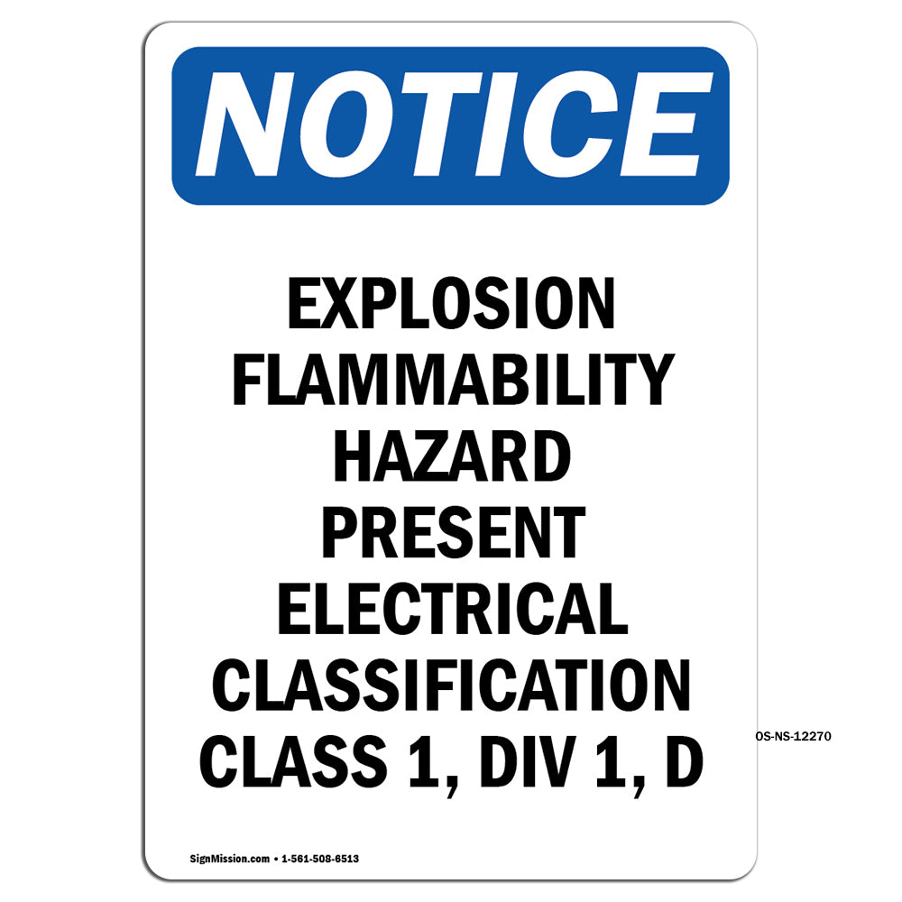 Explosion Flammability Hazard Present Electrical Sign