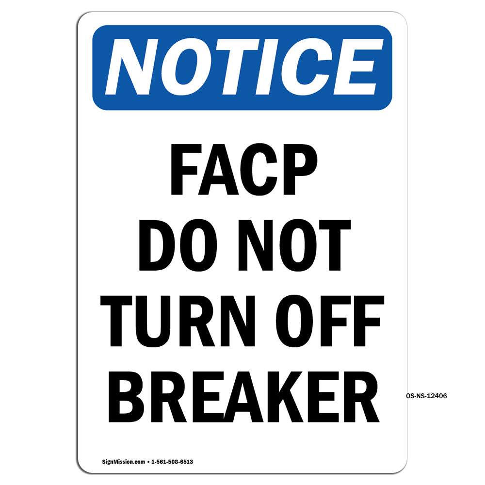 FACP Do Not Turn Off Breaker