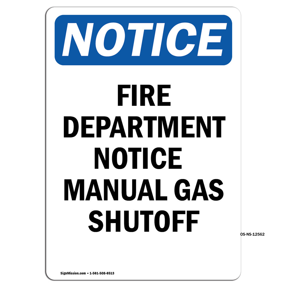 Fire Department Notice Manual Gas Shutoff