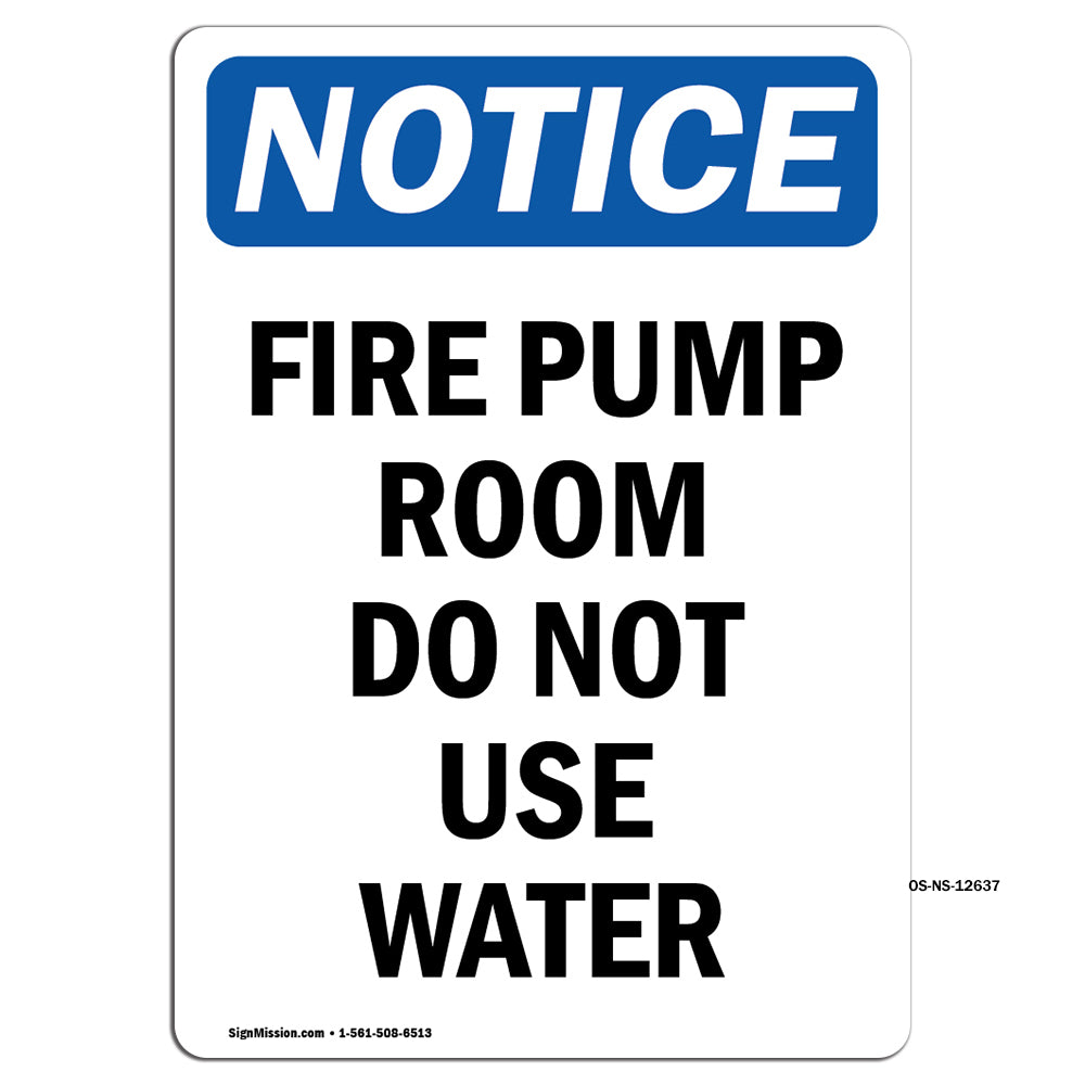 Fire Pump Room Do Not Use Water