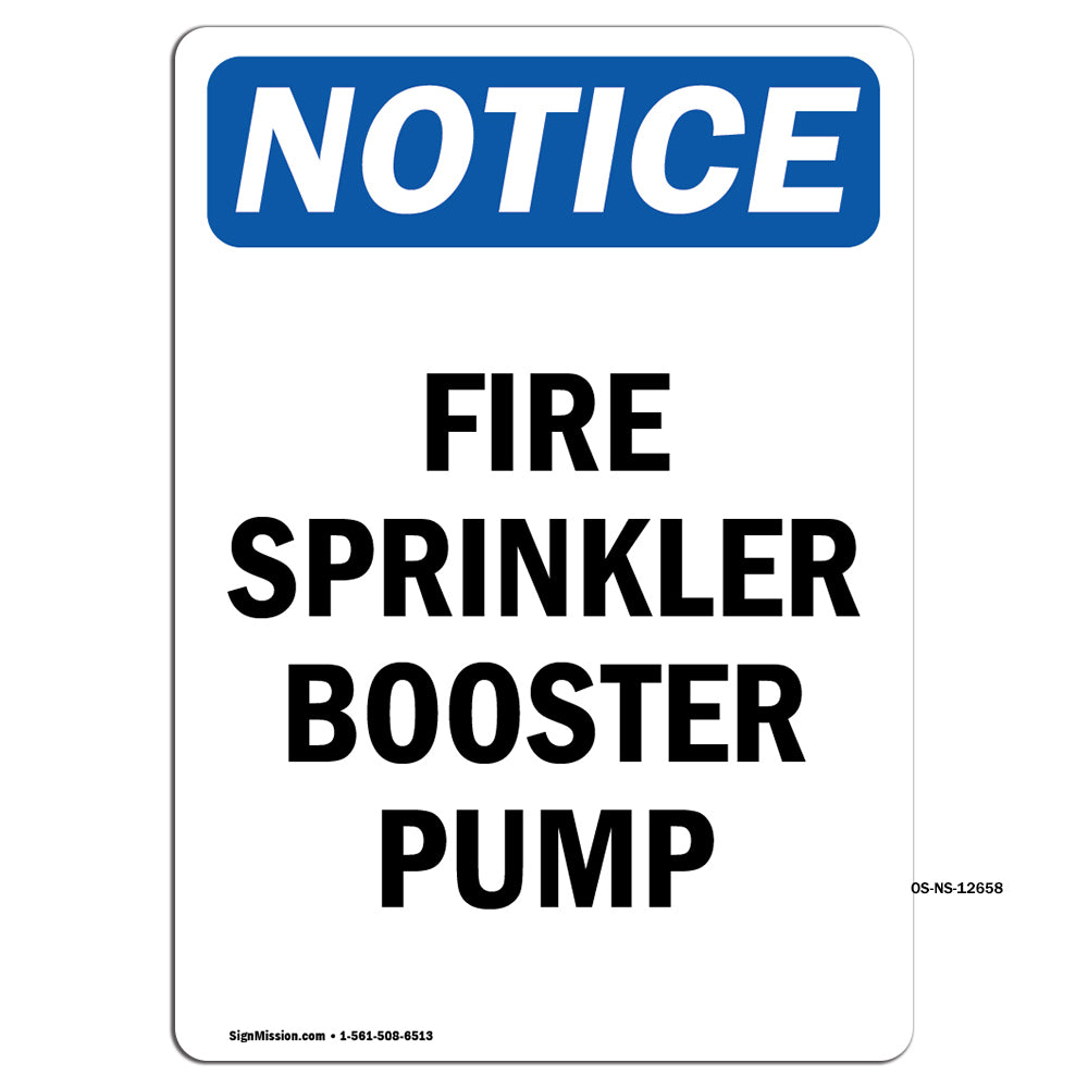 Fire Sprinkler Booster Pump Sign