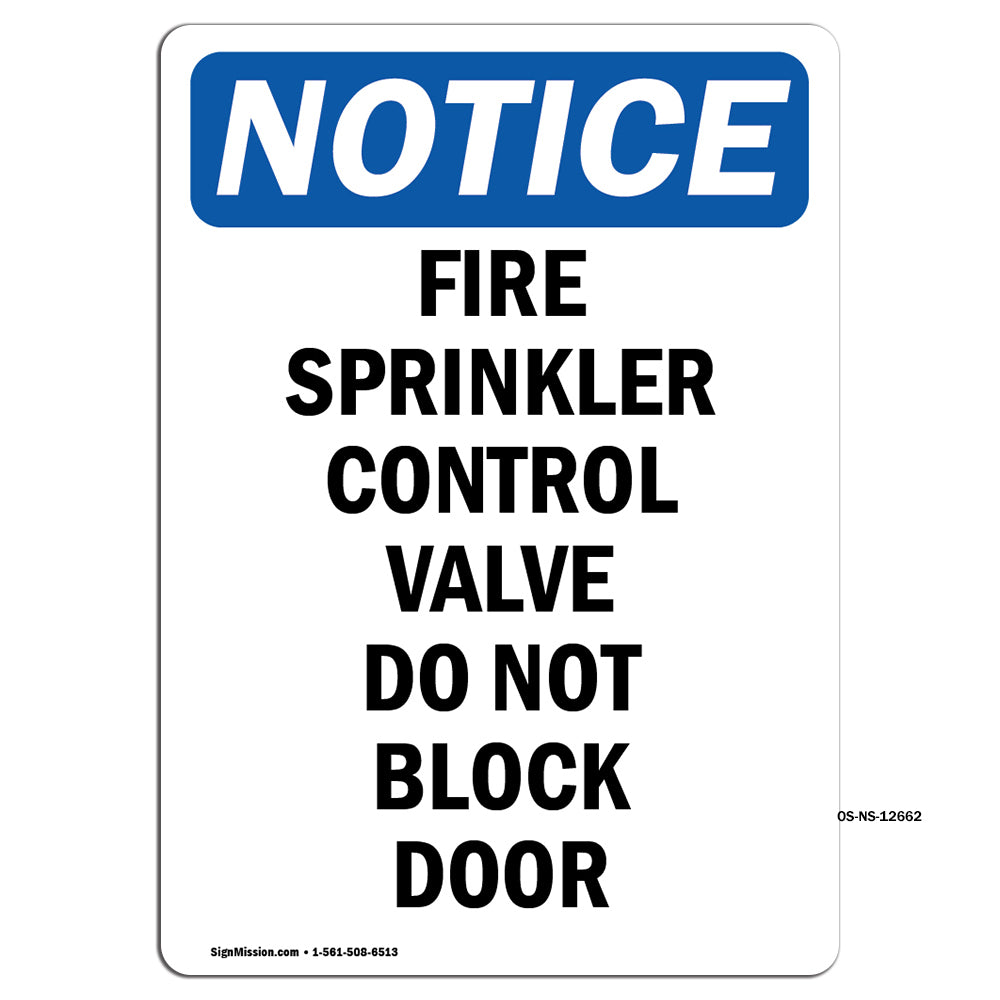 Fire Sprinkler Control Valve Do Not Block Door