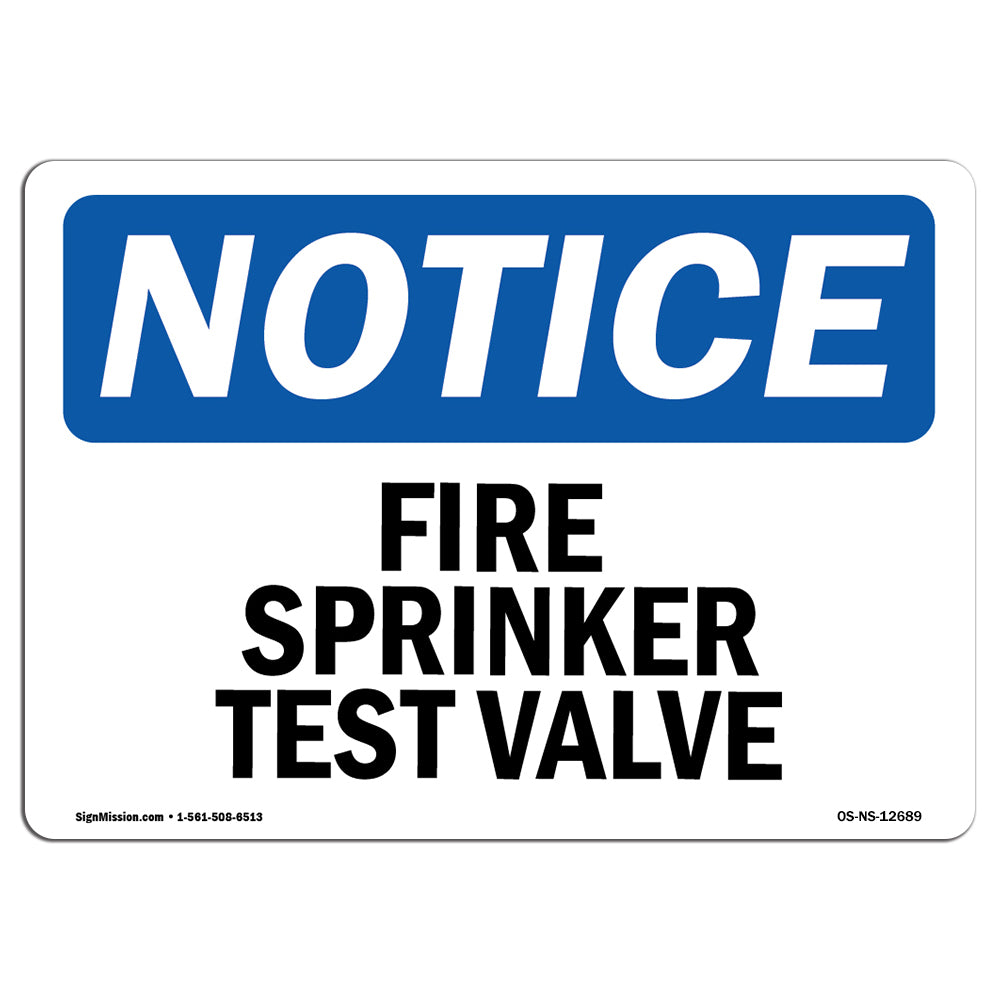 Fire Sprinkler Test Valve Sign