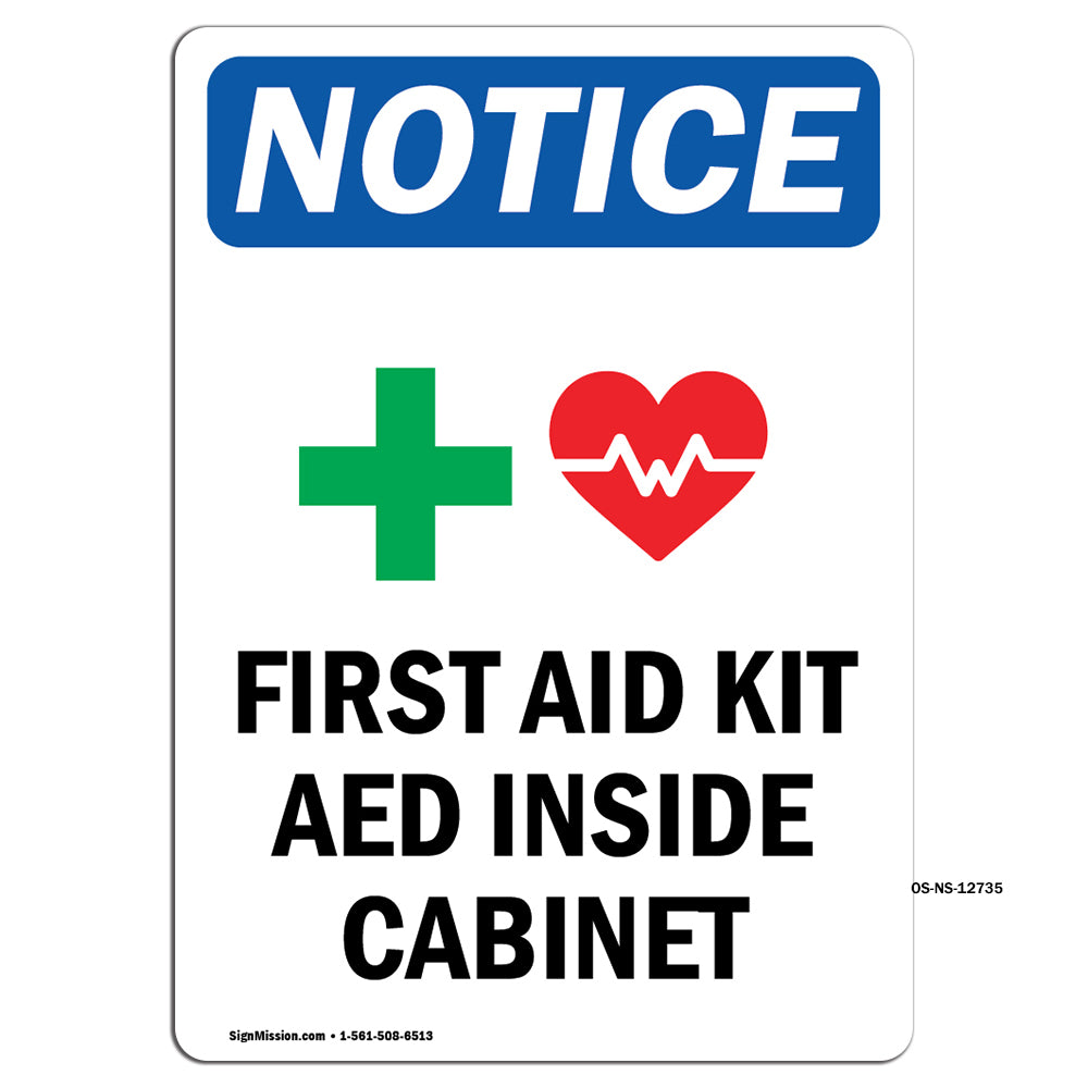 First Aid Kit AED Inside Cabinet