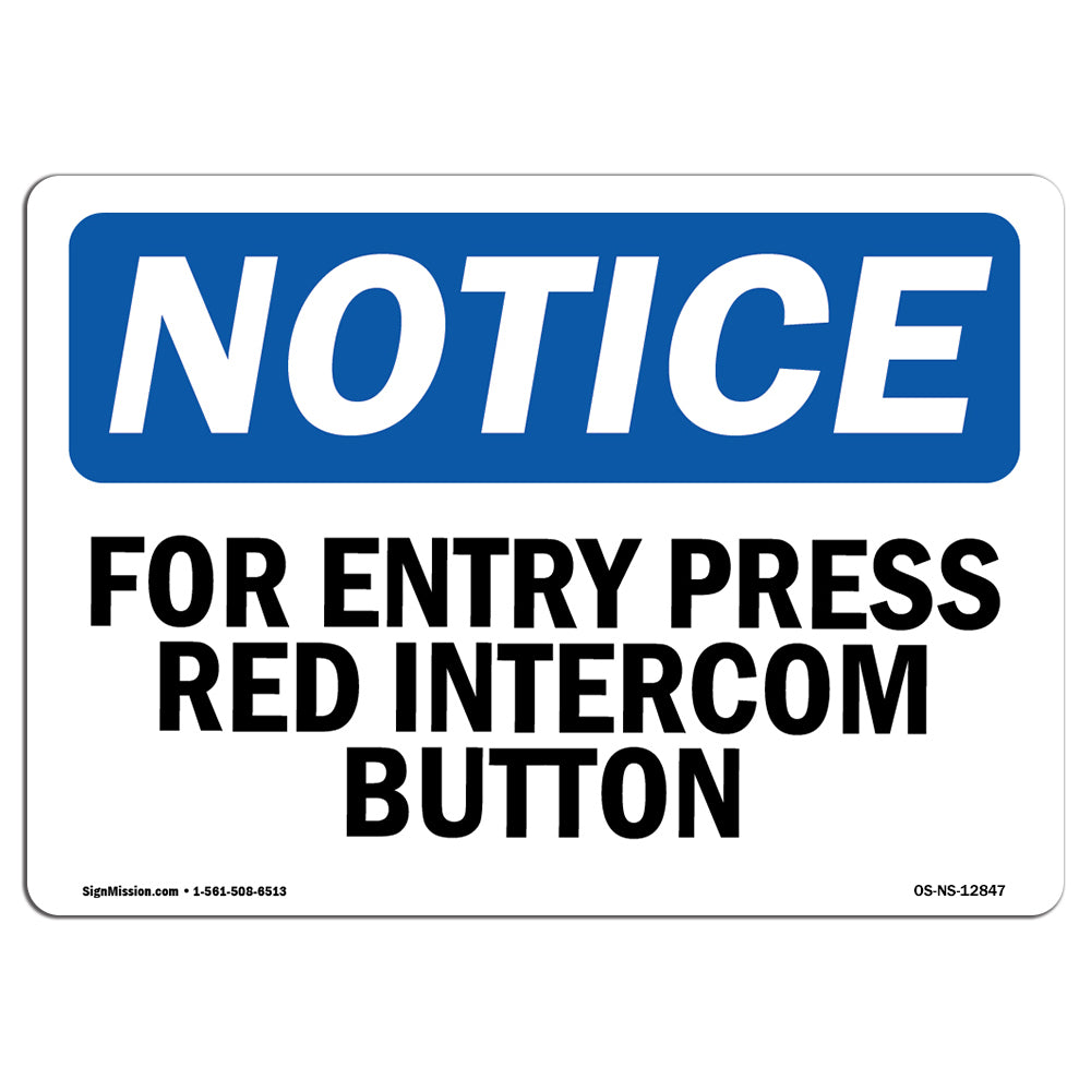 For Entry Press Red Intercom Button