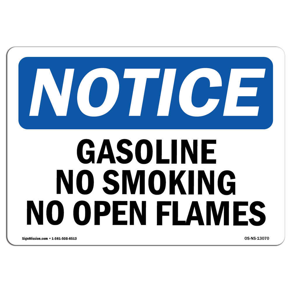Gasoline No Smoking No Open Flames Sign