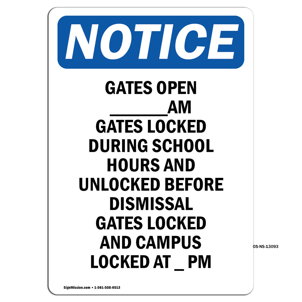 Gates Open ____ Am Gates Locked During School