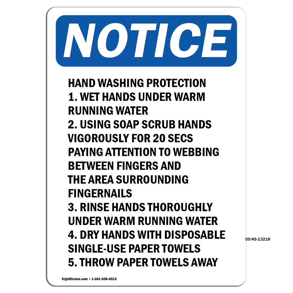 Hand Washing Protection 1. Wet Hands Under Sign