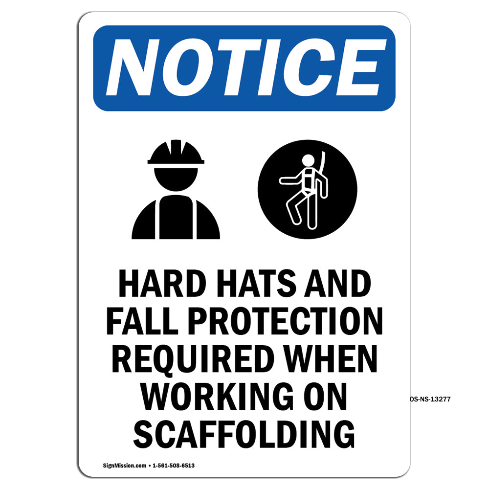 NOTICE Hats Fall Protection Required Scaffolding