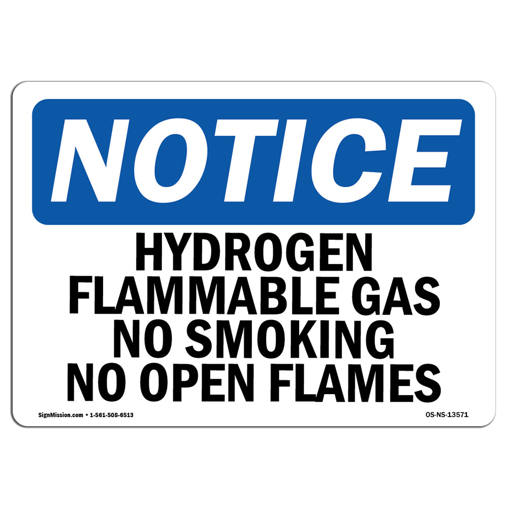 Hydrogen Flammable Gas No Smoking No Open Flames Sign