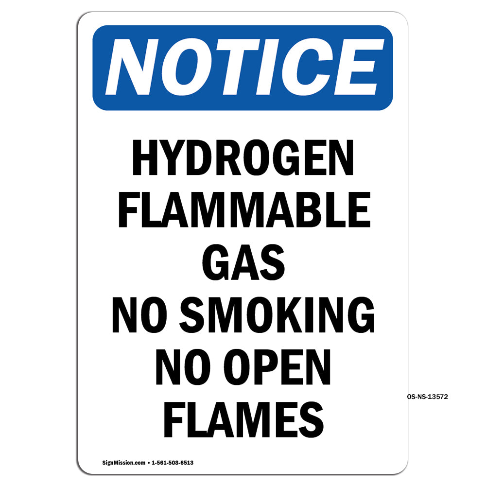 Hydrogen Flammable Gas No Smoking No Open Flames Sign