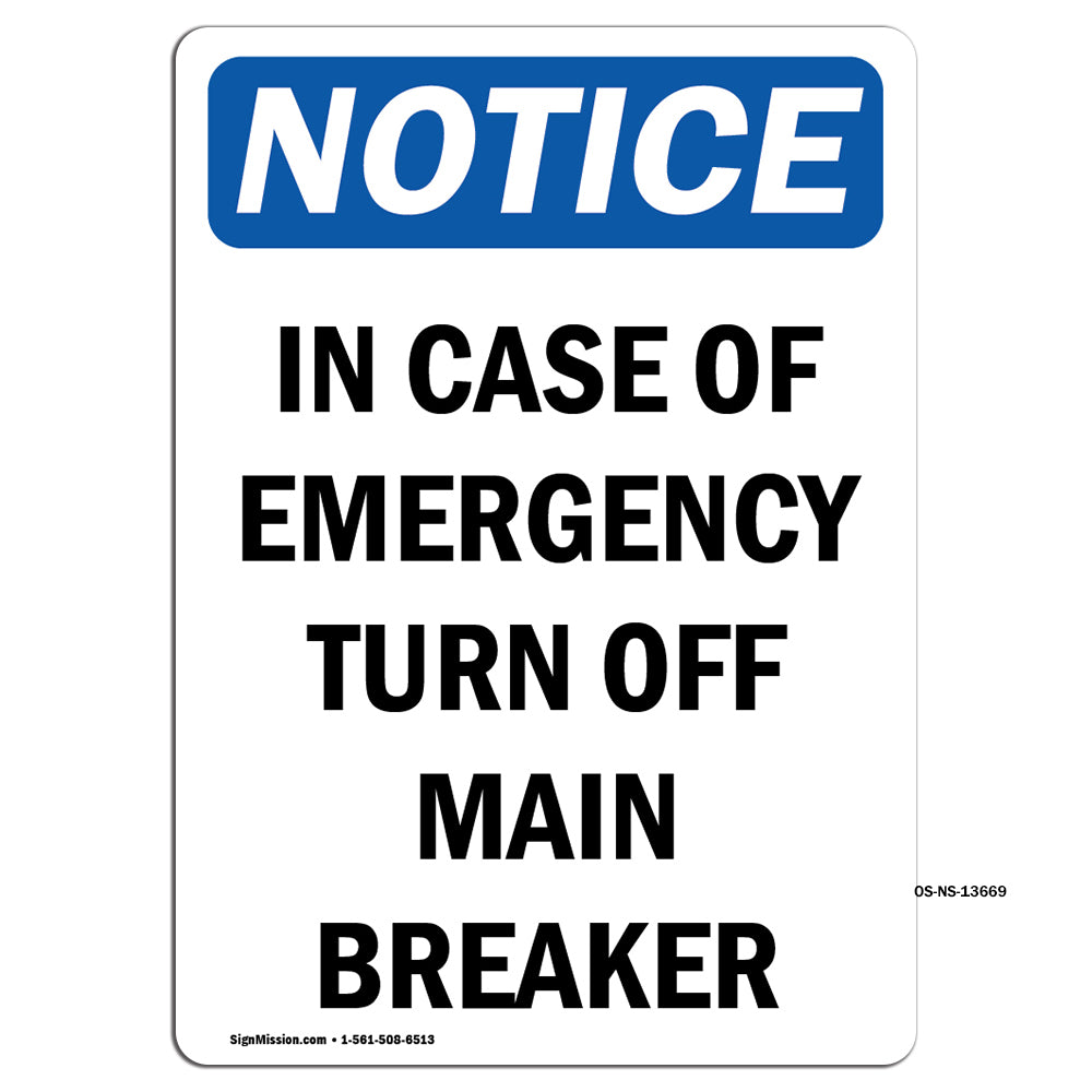 In Case Of Emergency Turn Off Main Breaker
