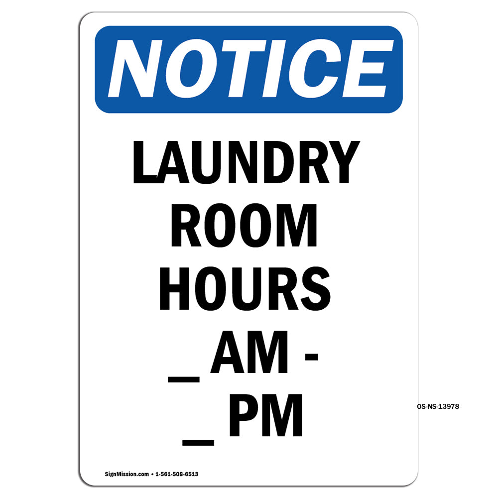 Laundry Room Hours ____ Am - ____ Pm