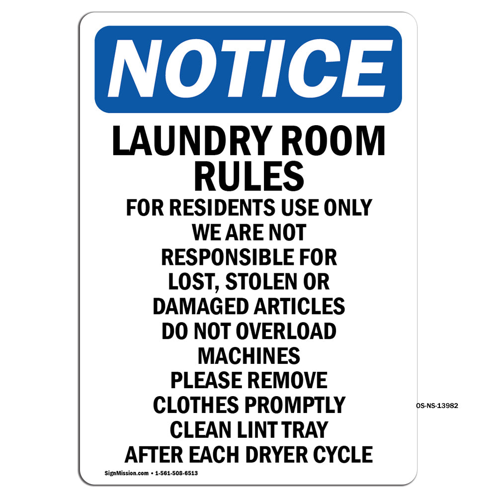 Laundry Room Rules For Residents