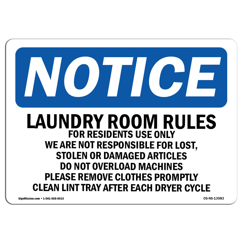 Laundry Room Rules For Residents