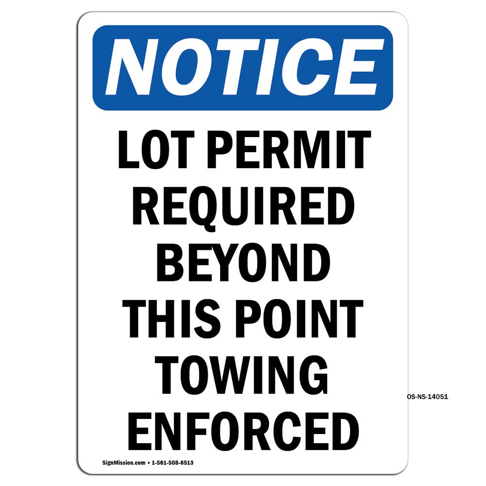 Lot Permit Required Beyond This Point Towing