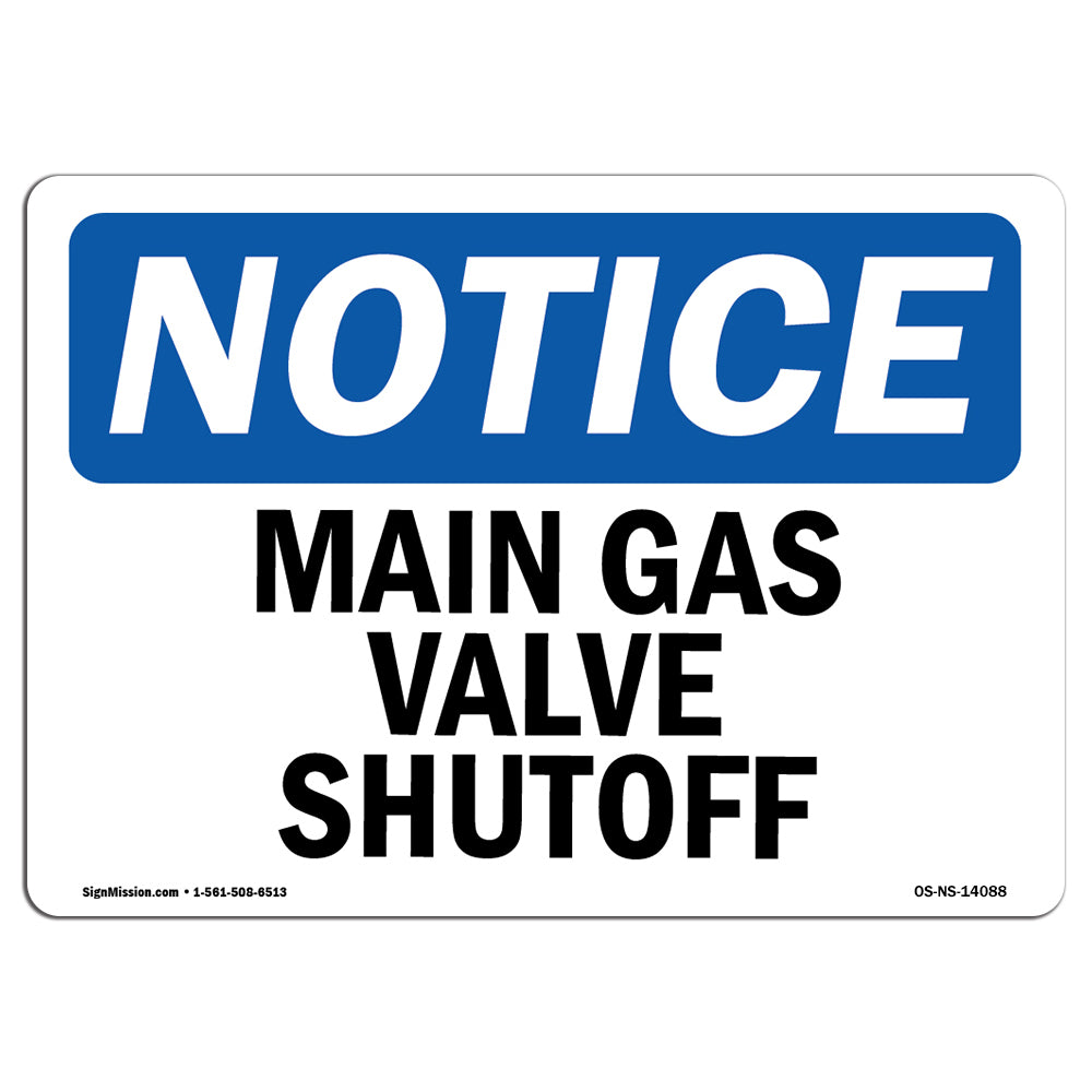 Main Gas Valve Shutoff Sign