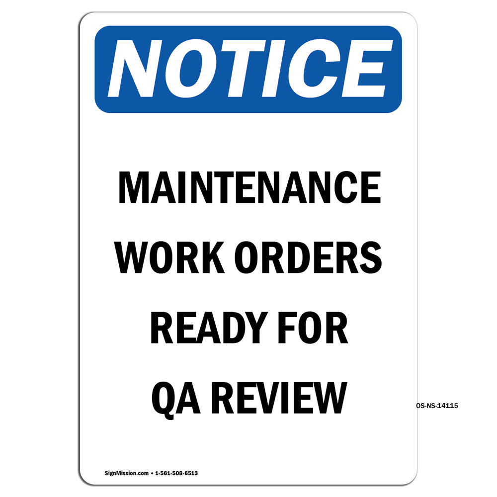 Maintenance Work Orders Ready For QA Review