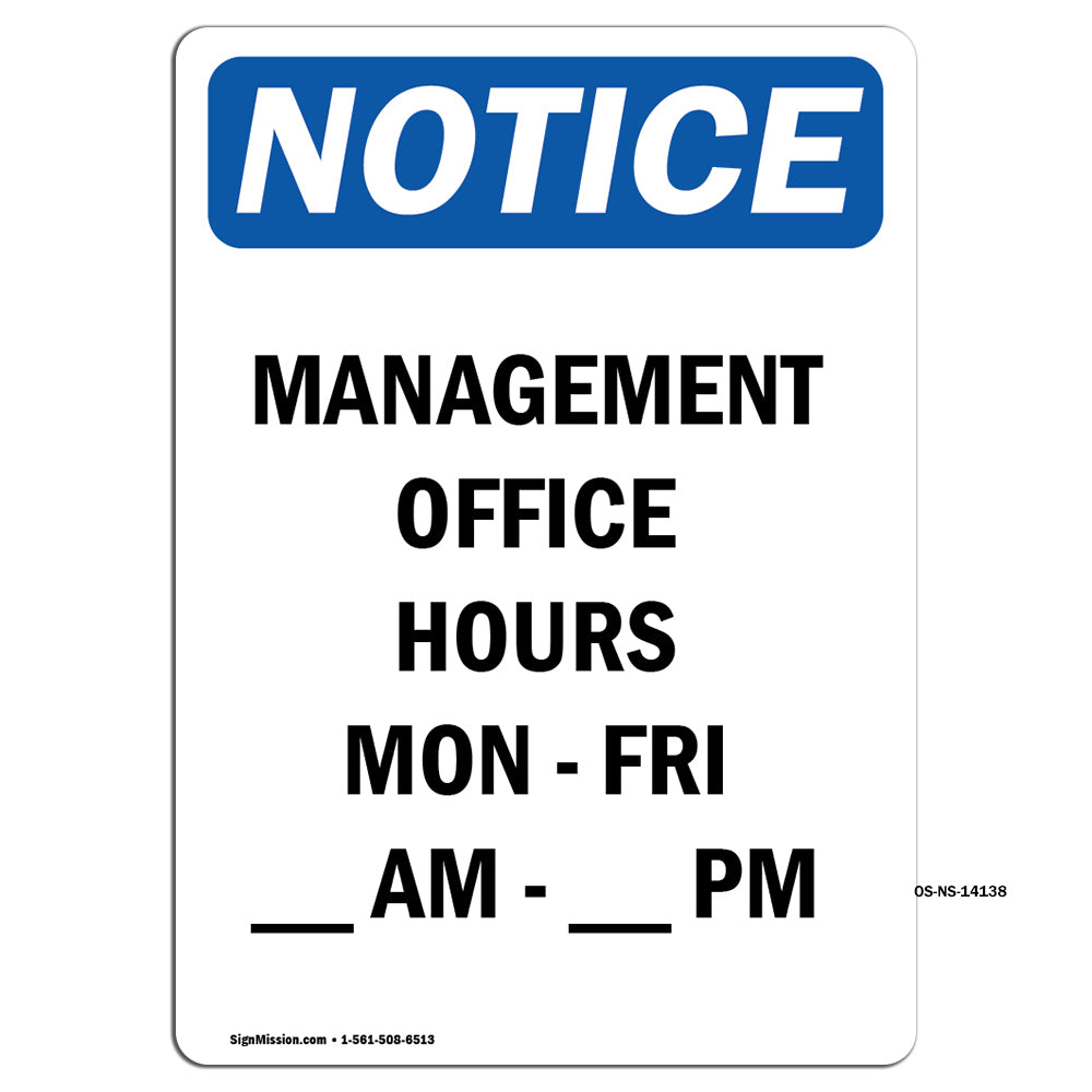 Management Office Hours Mon - Fri ____ Am