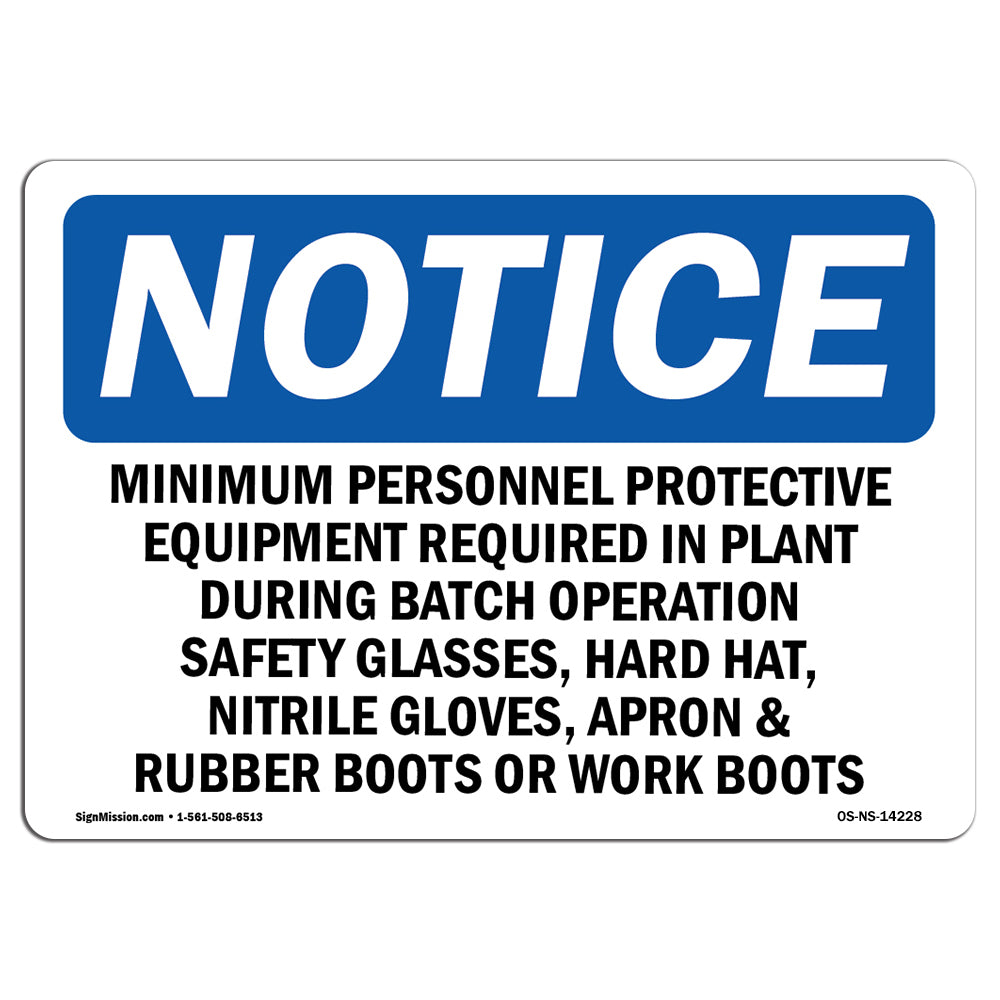 Minimum Personal Protective Equipment Required
