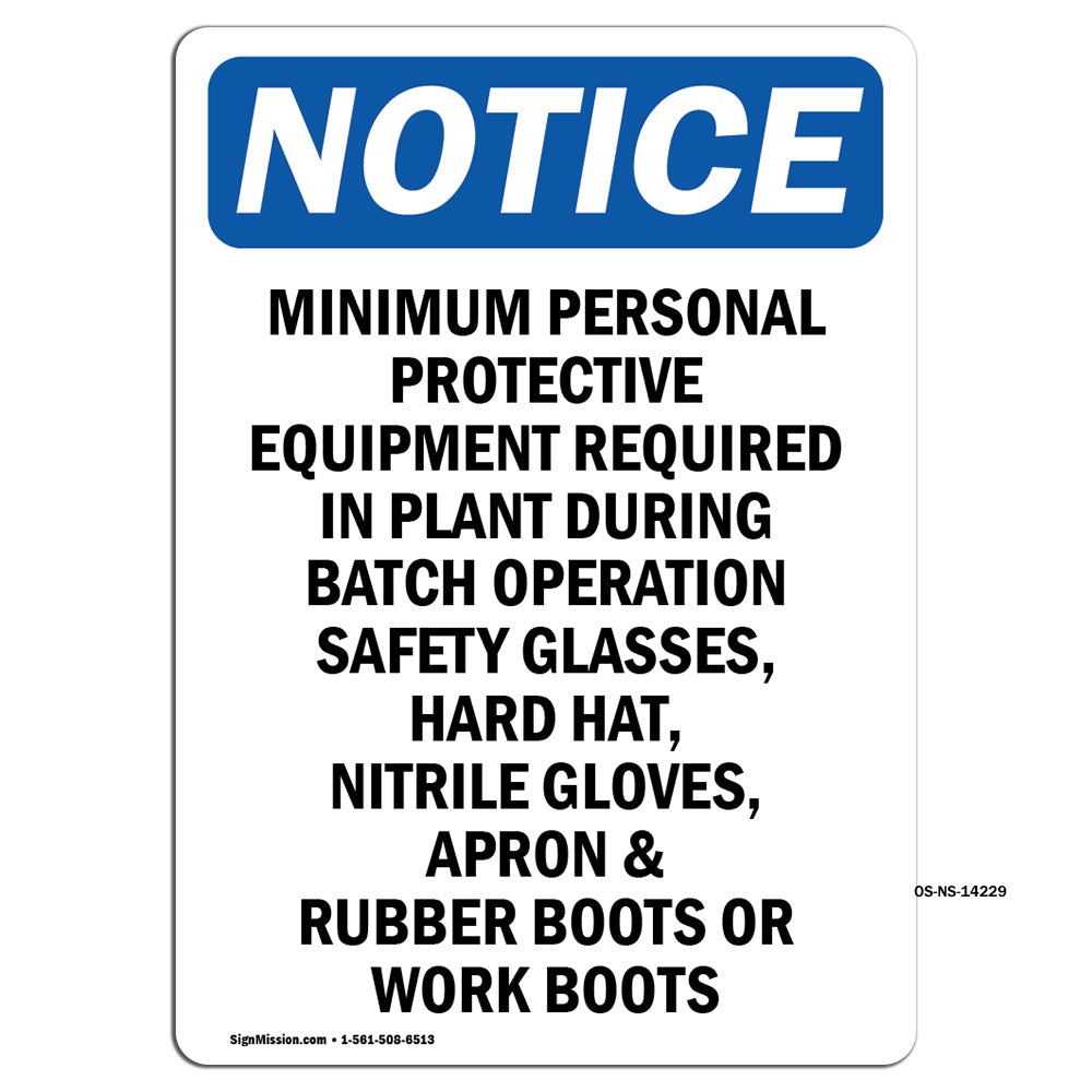 Minimum Personal Protective Equipment Required