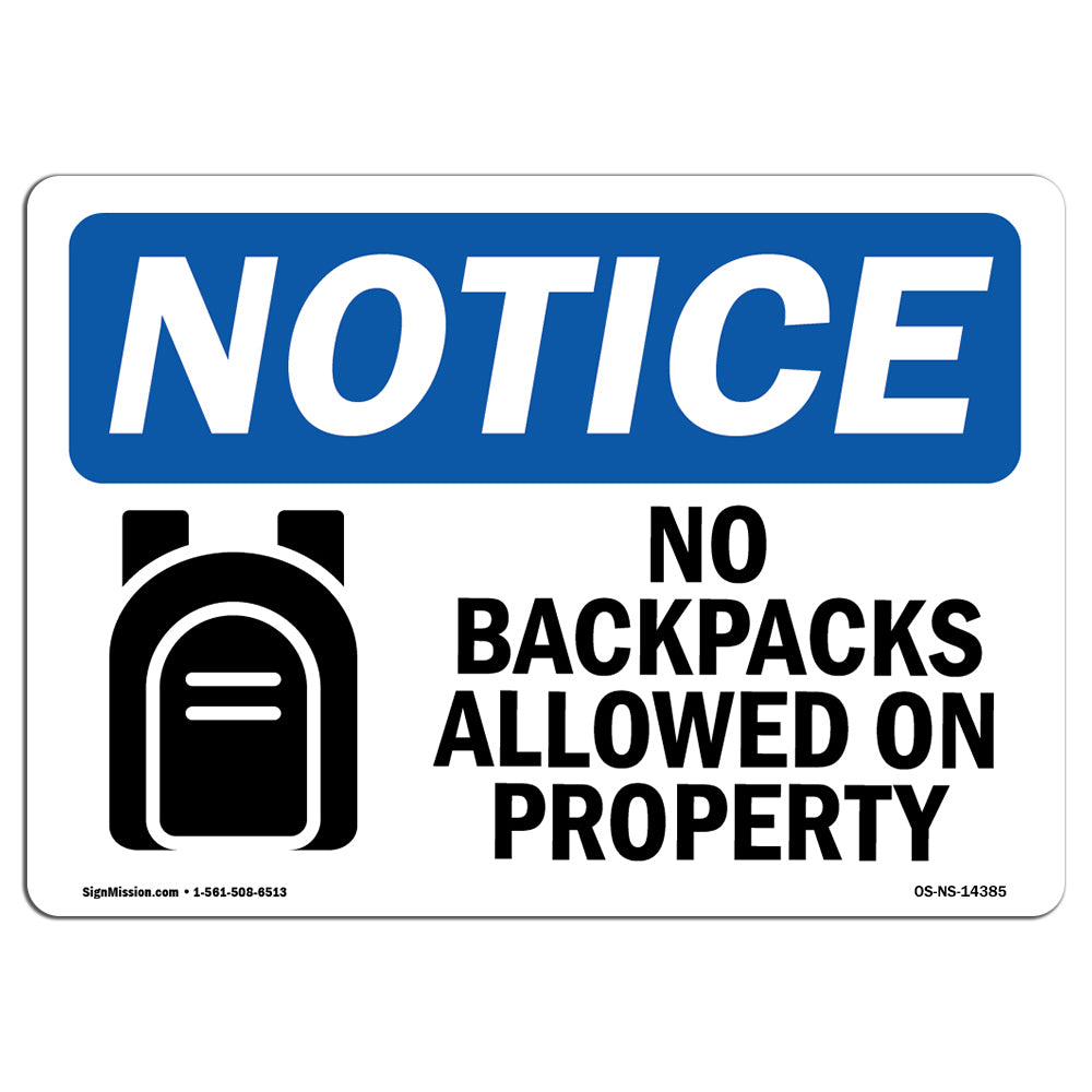 No Backpacks Allowed On Property