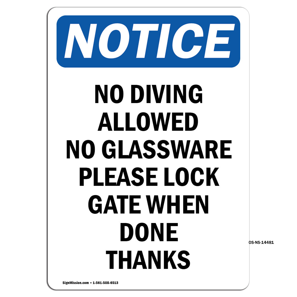 No Diving Allowed No Glassware Please Lock
