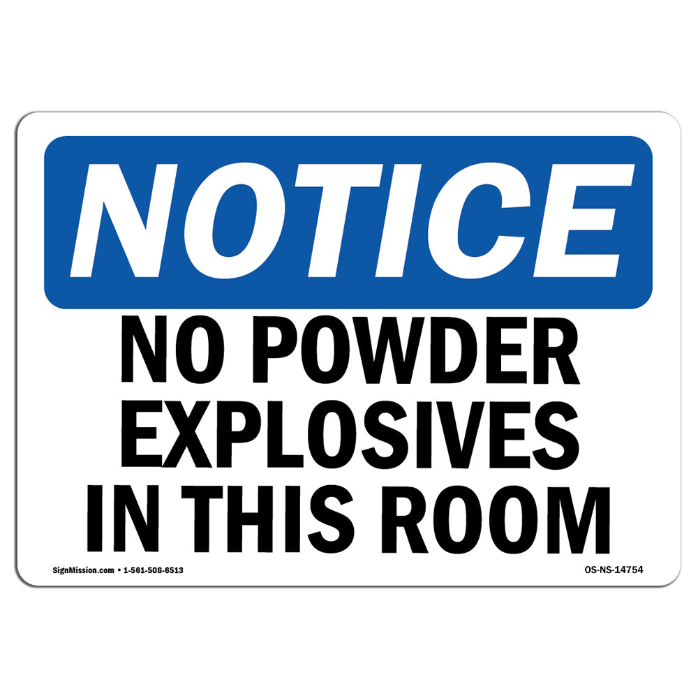 No Powder Explosives In This Room Sign