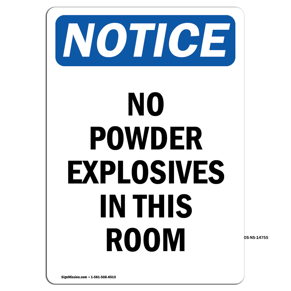 No Powder Explosives In This Room Sign