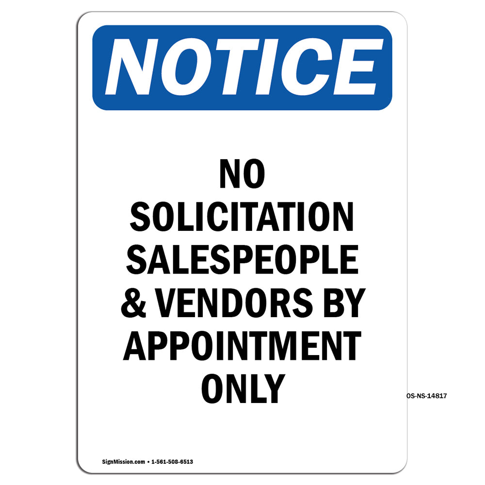 No Solicitation Salespeople And Vendors By