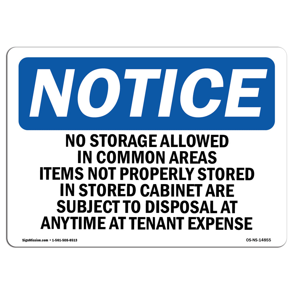 No Storage Allowed In Common Areas Items