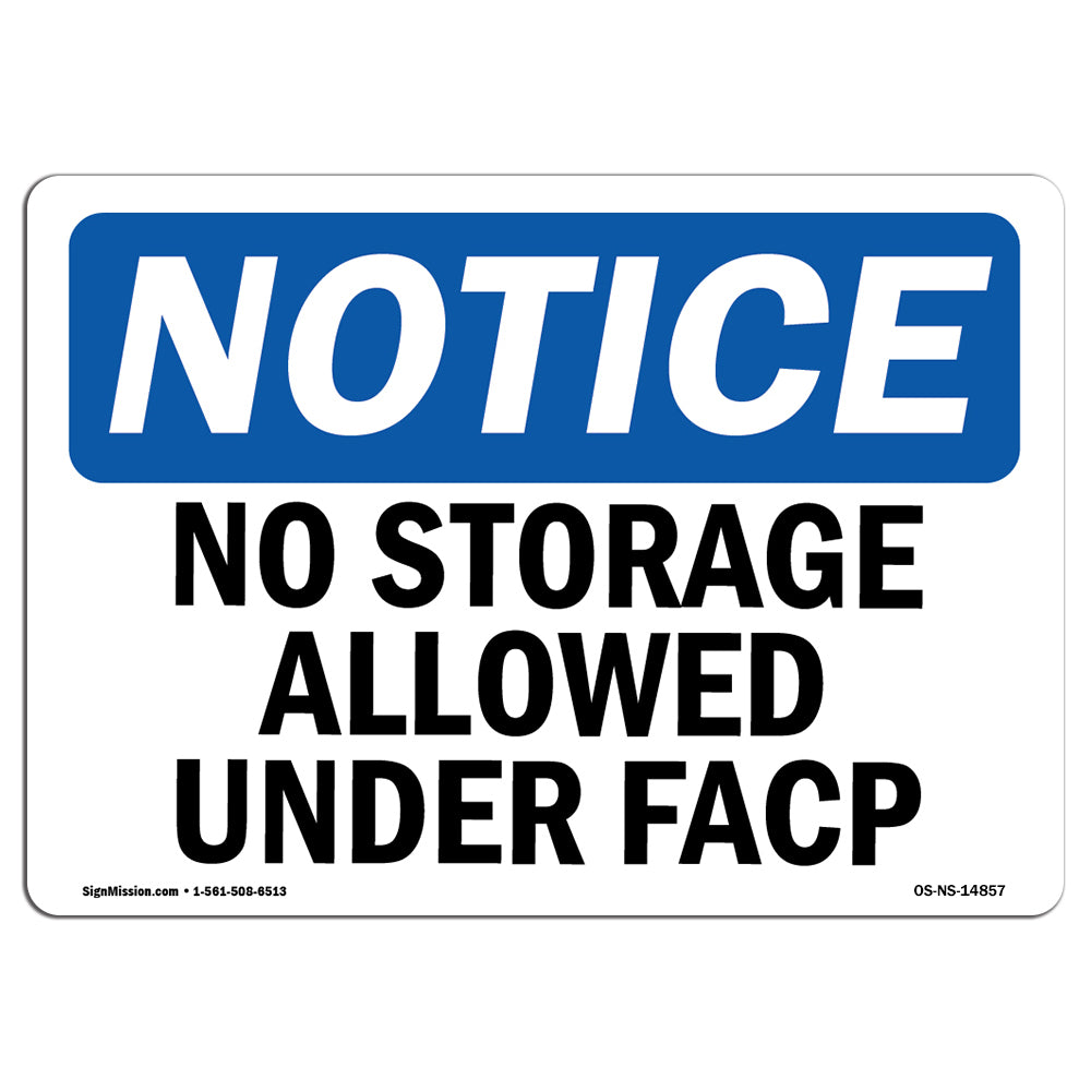 No Storage Allowed Under Facp