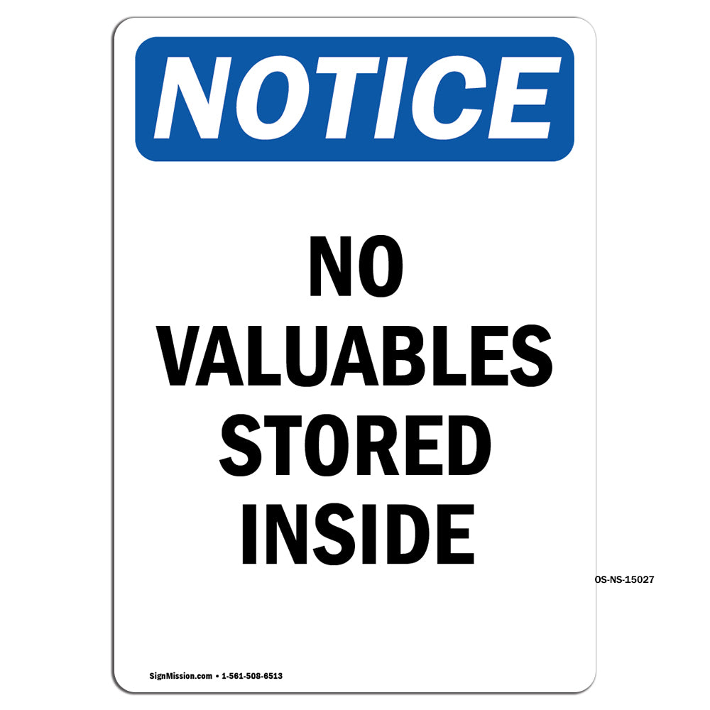 No Valuables Stored Inside