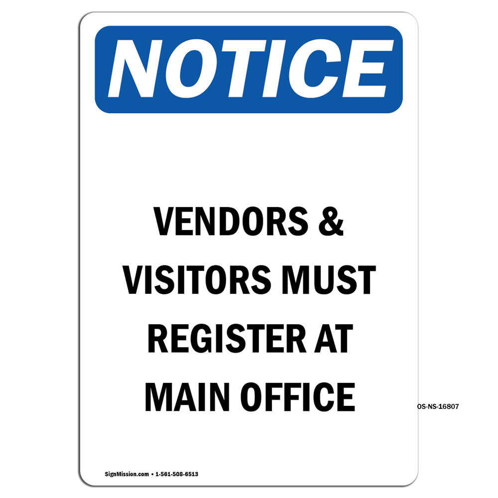 NOTICE Vendors And Visitors Must Register