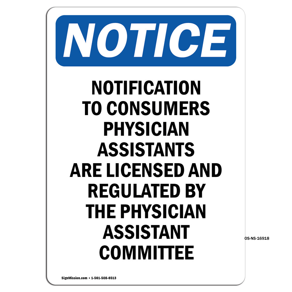 Notification To Consumers Physician Assistants