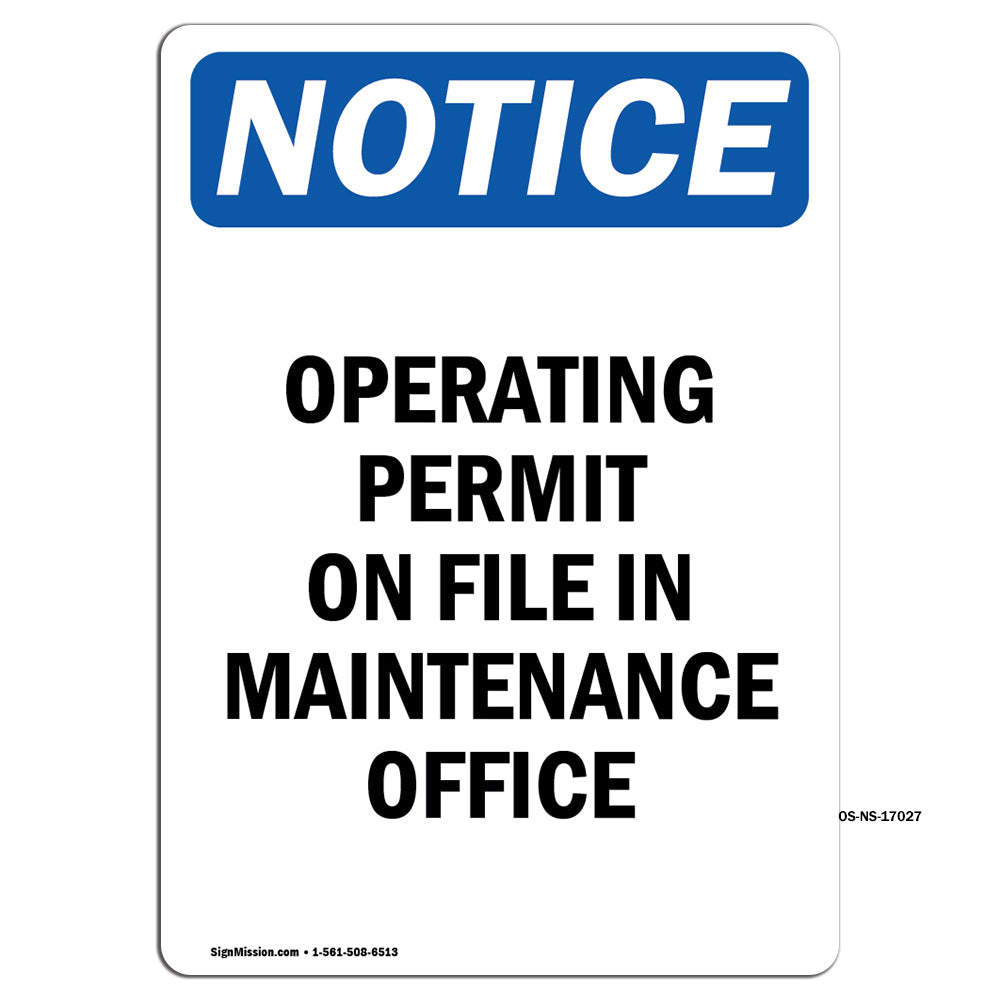 Operating Permit On File In Maintenance Office