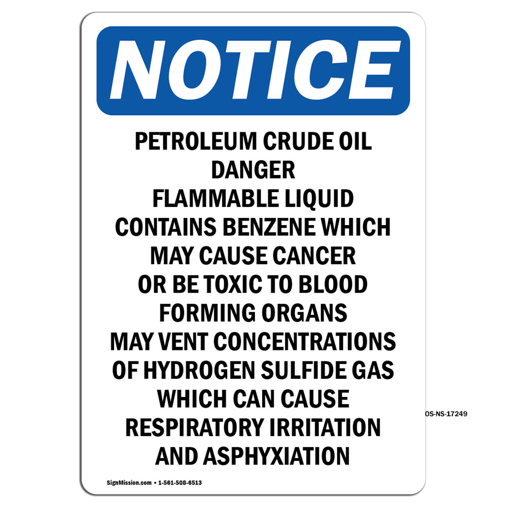 Petroleum Crude Oil Danger Flammable Liquid Sign