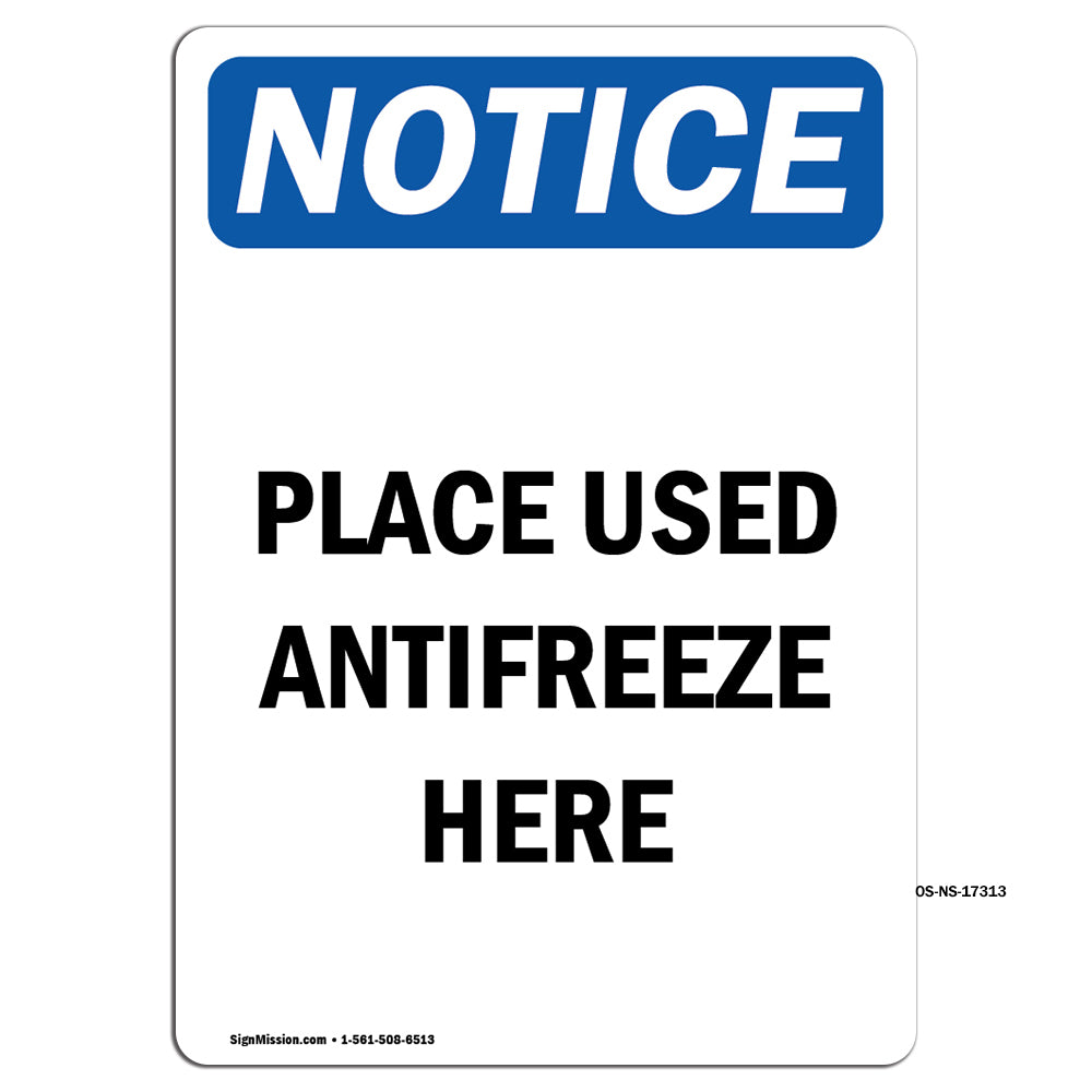Place Used Antifreeze Here