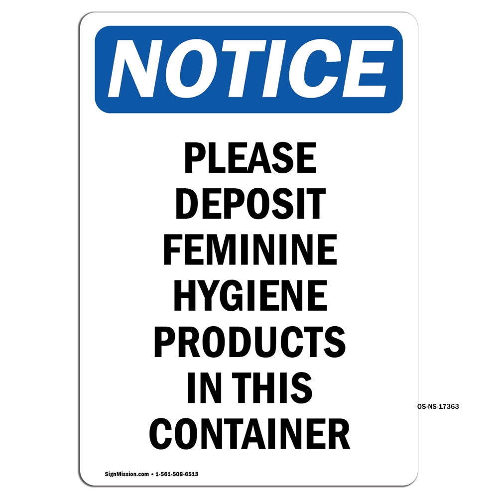 Please Deposit Feminine Hygiene Products