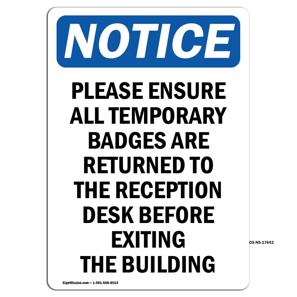 Please Ensure All Temporary Badges Are Returned