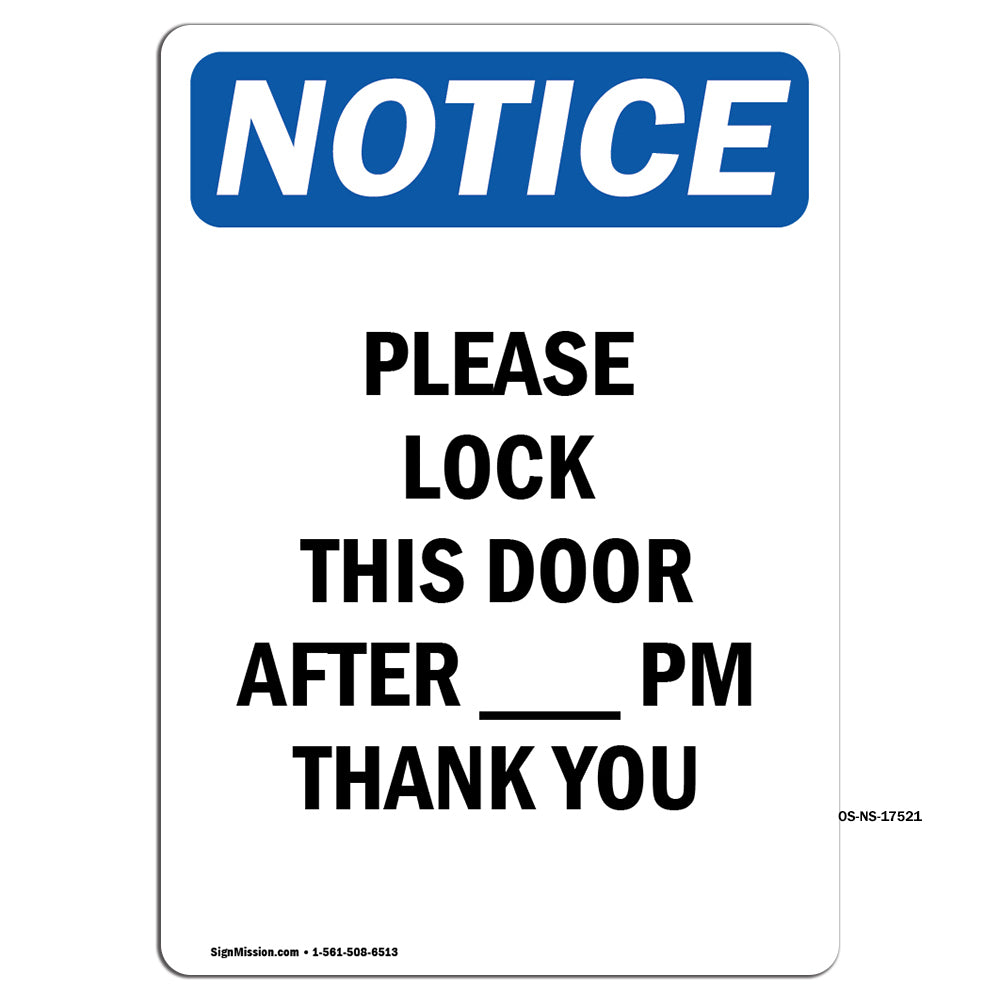 Please Lock This Door After ____ Pm Thank You