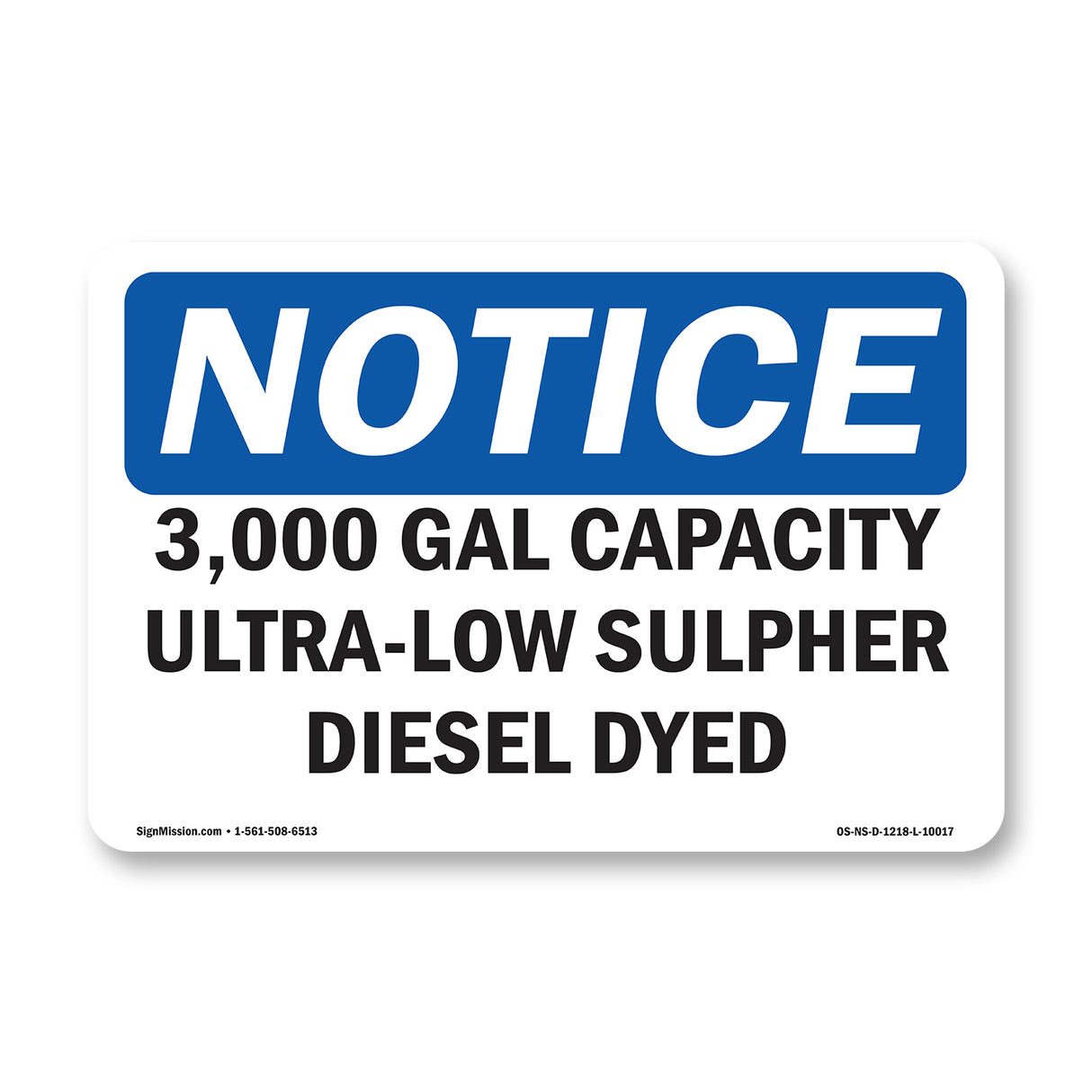 3,000 Gal Capacity Ultra-Low Sulfur Diesel Dyed