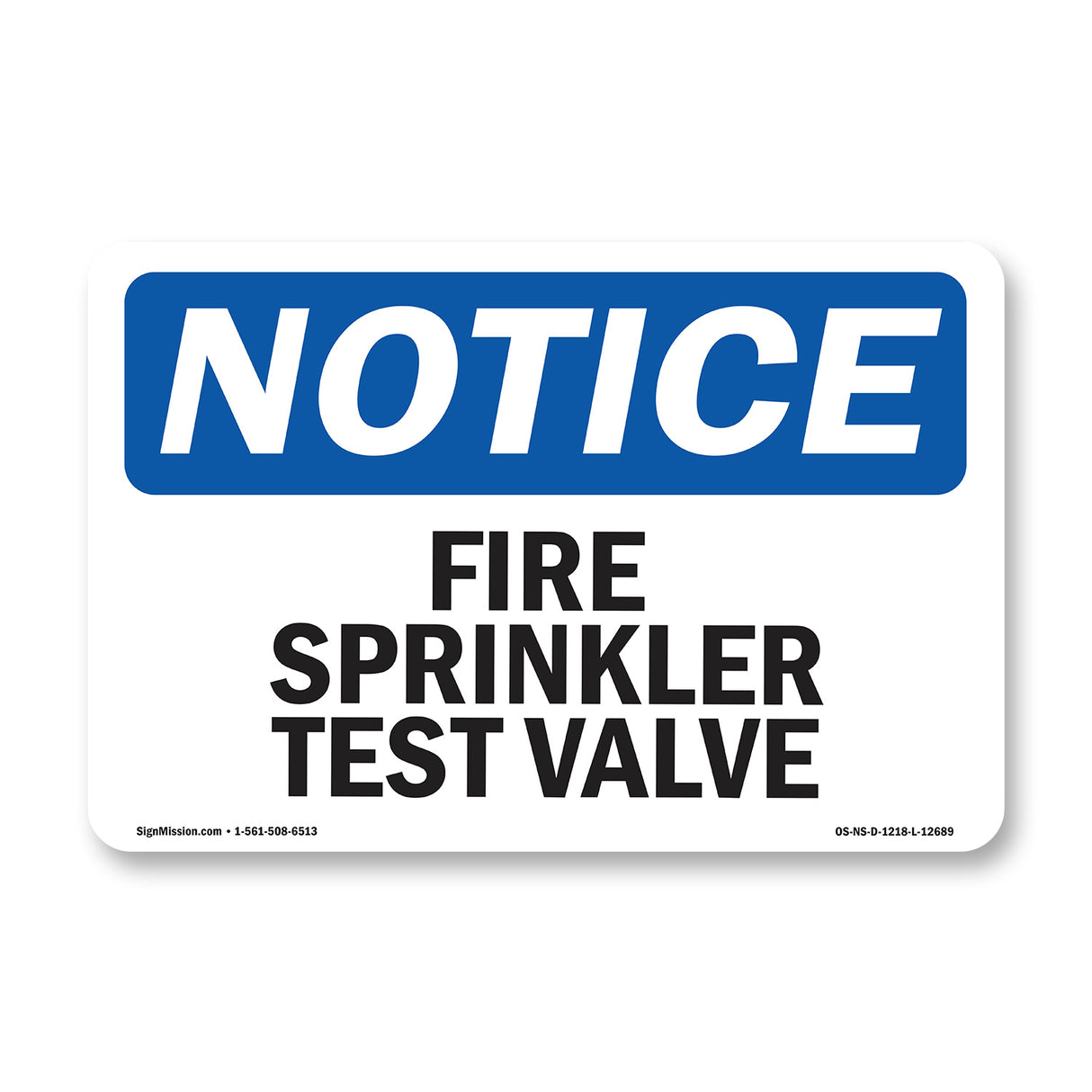 Fire Sprinkler Test Valve Sign