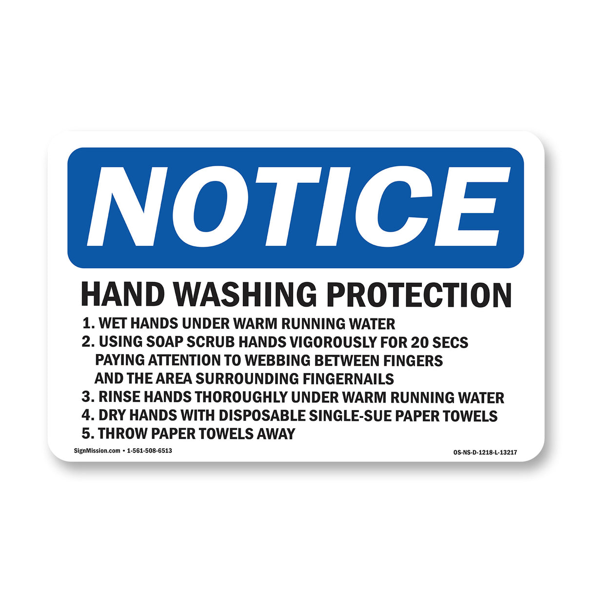 Hand Washing Protection 1. Wet Hands Under Sign