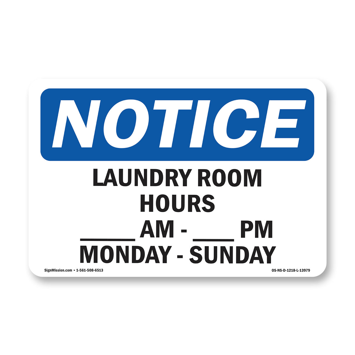 Laundry Room Hours ____ Am To ____ Pm Monday