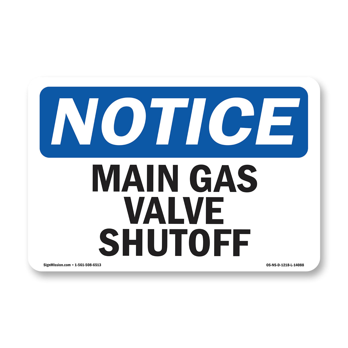 Main Gas Valve Shutoff Sign