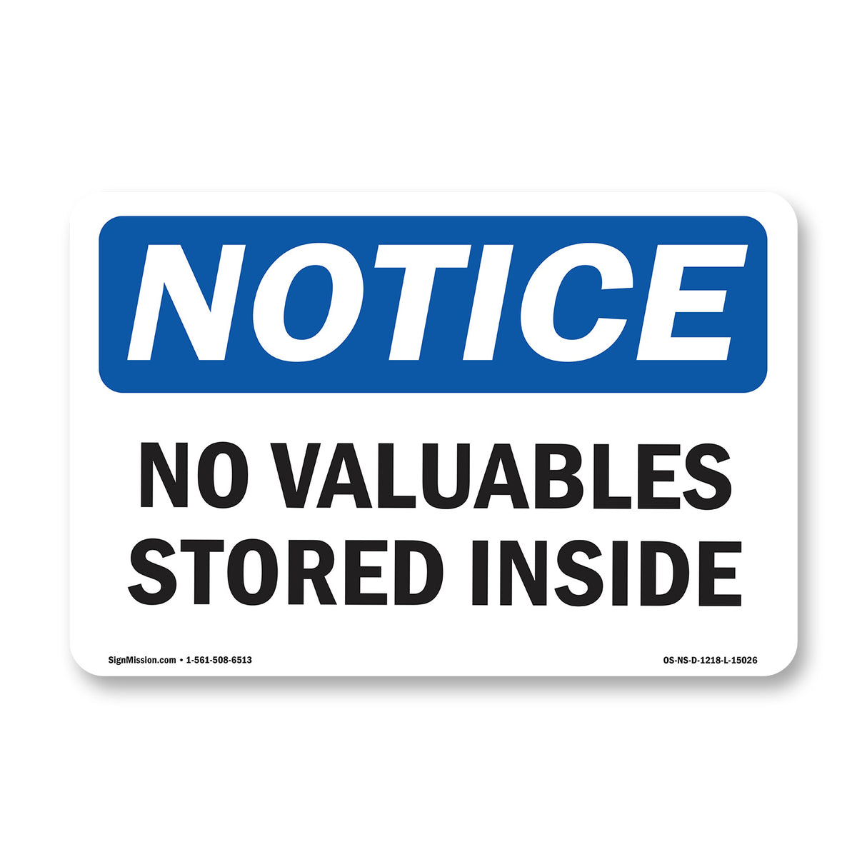No Valuables Stored Inside