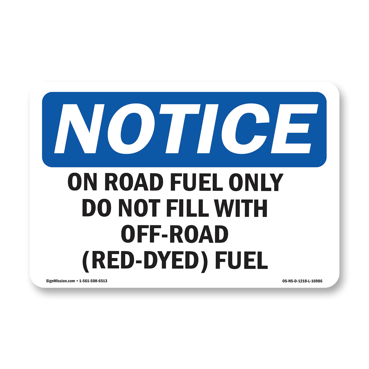 On Road Fuel Only Do Not Fill